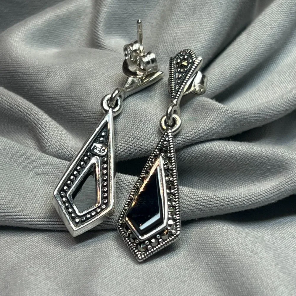 **SOLD***Sterling Silver Drop Kite Earrings Dangle Earrings for Women 925 Silver - Picture 9 of 10